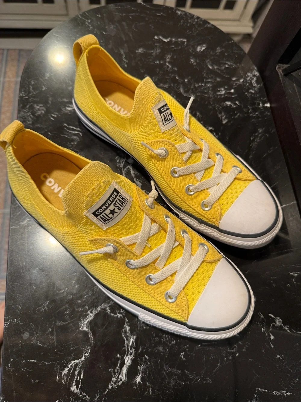 Converse Yellow Knit Low Top Sneakers with White Accents - Picture 4 of 7